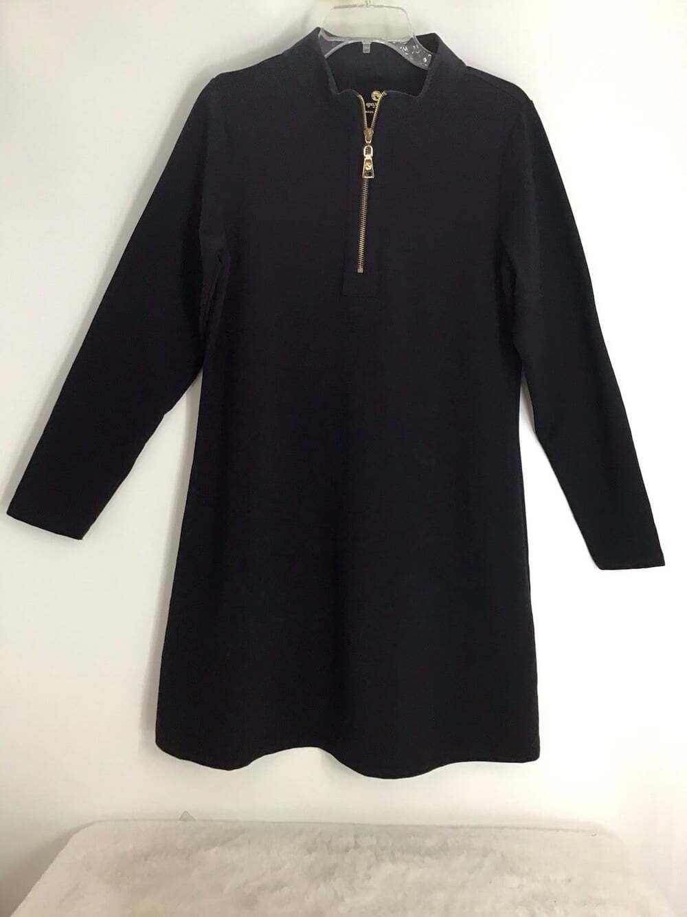 Spartina 449 Nora 1/4 Zip Detail Dress Black Soft Comfy Career Casual Size Large